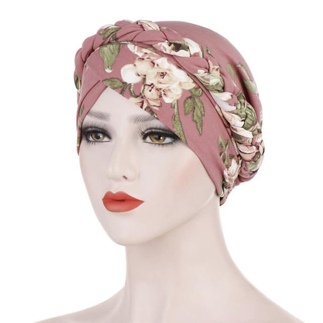 Türban Saç Eşarbı Modern Kemo Kadın Pembe Desenli