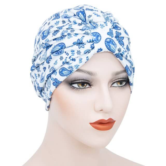 Louison Scarf Kadin Kemo Kap Beyaz Desenli̇ Mavi̇
