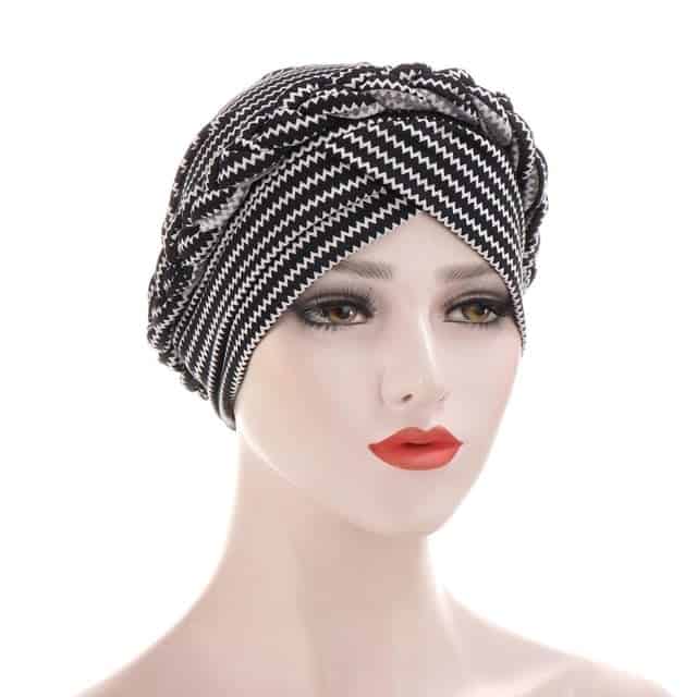 Arlette Modern Türban Saç Eşarbı Kemo Siyah Beyaz