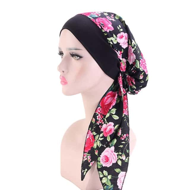 Stephanie Modern Kadin Kemoterapi̇ Eşarbi Si̇Yah Pembe Desenli̇