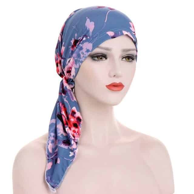 Romy Modern Kadin Kemo Mavi̇ Pembe Desenli̇ Eşarp