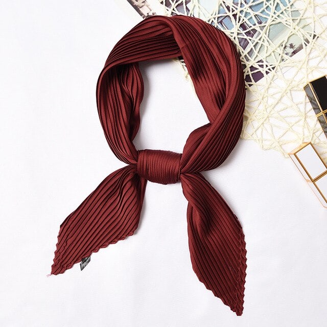 Pileli Saç Eşarbı - Bordo